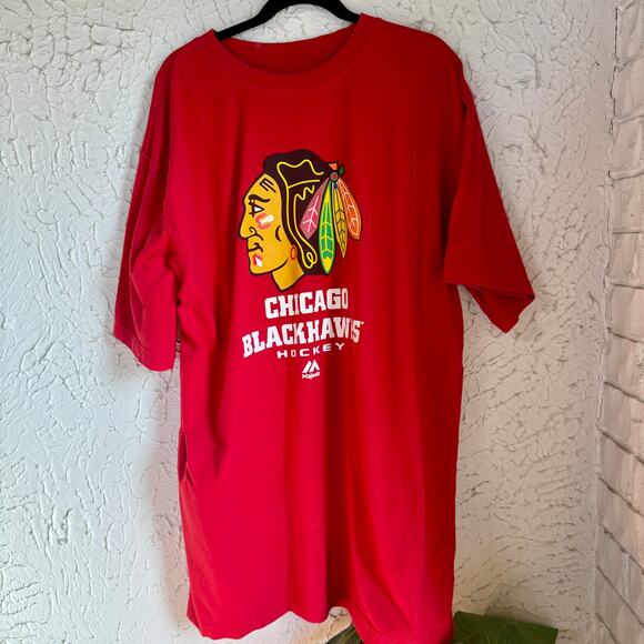 Majestic Other - Chicago Blackhawks Majestic T-Shirt Mens 3XL Red NHL Hockey Graphic Tee